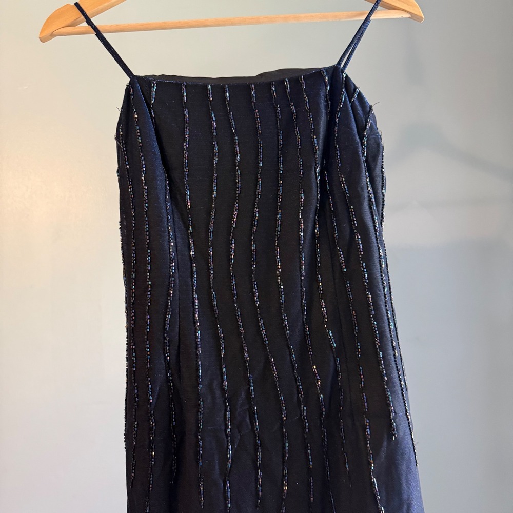 VTG Y2K Prom Dress Gown Sz 4 Square Neck Blue Celestial Whimsigoth Formal Witchy